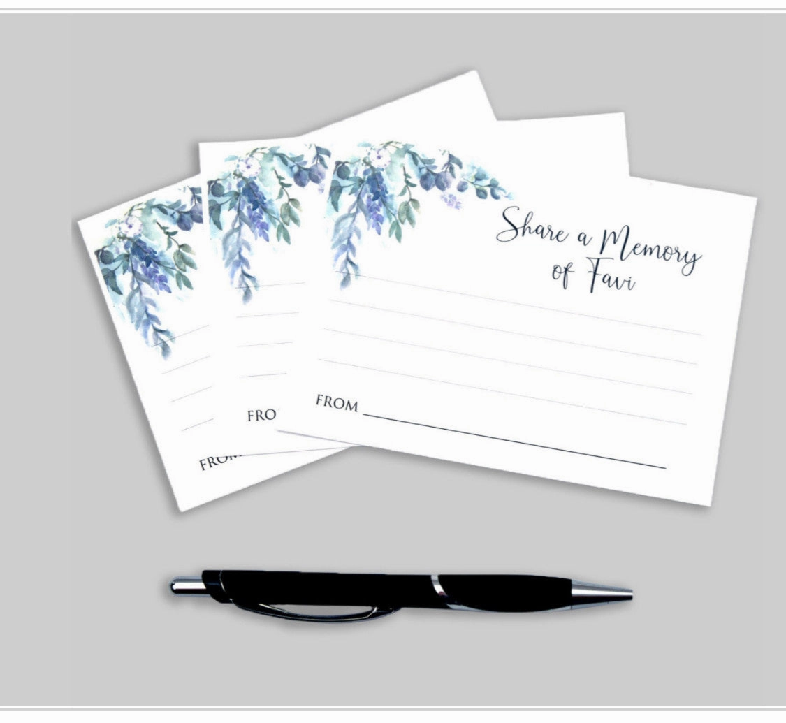 "Share a Memory of" Cards for Memorial Service - Set of 25