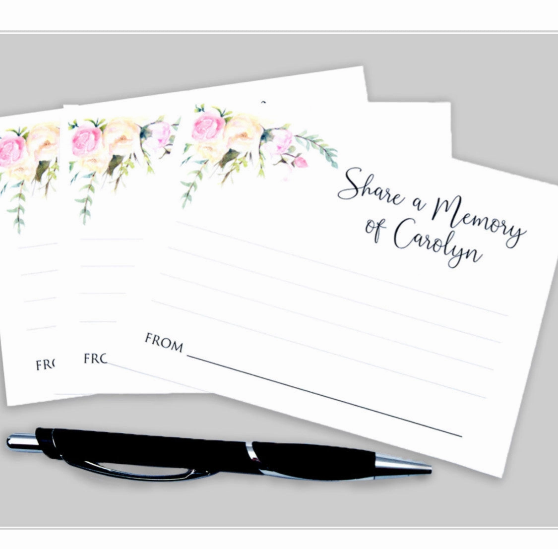 "Share a Memory of" Cards for Memorial Service - Set of 25