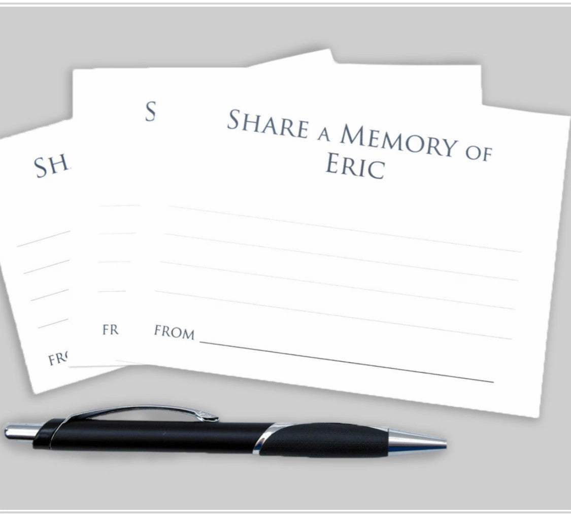 "Share a Memory of" Cards for Memorial Service - Set of 25
