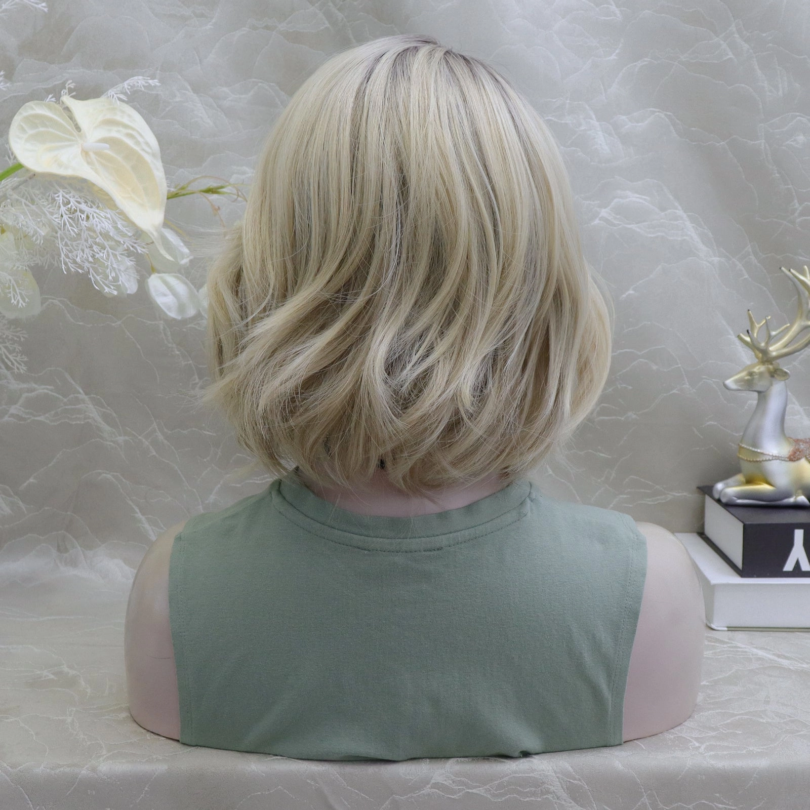 Angela Collection-Victoria short blonde with dark root 13*4 lace front wigs K111-2415