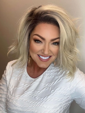Angela Collection-Victoria short blonde with dark root 13*4 lace front wigs K111-2415