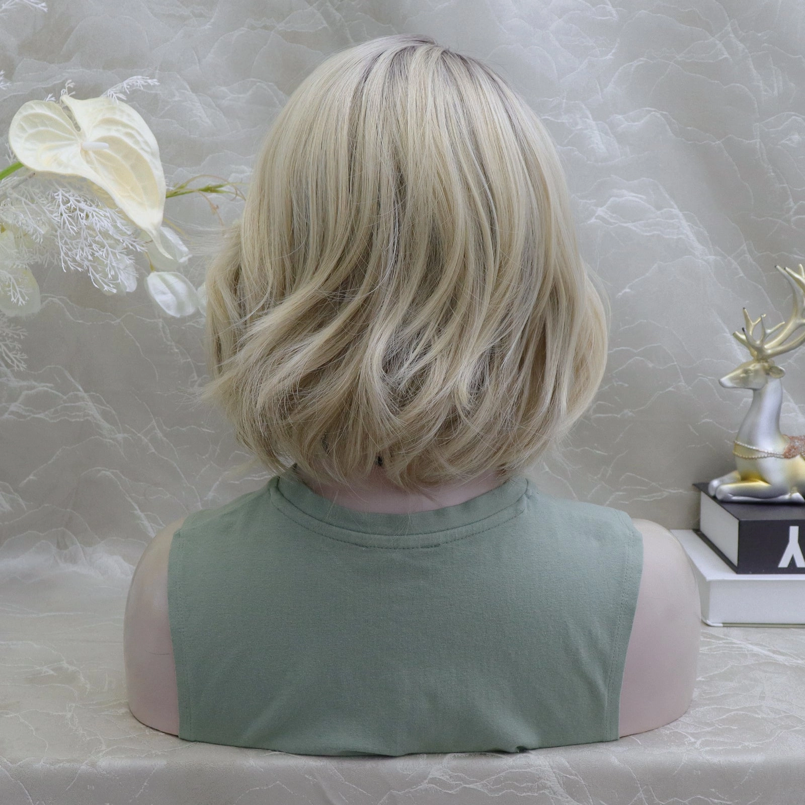 Angela Collection-Victoria short blonde with dark root 13*4 lace front wigs K111-2415