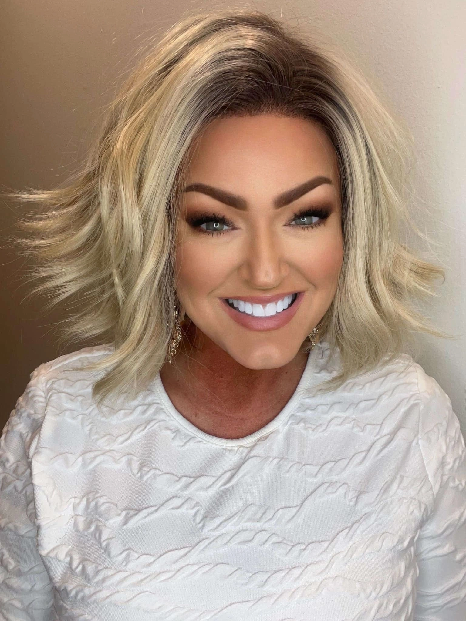 Angela Collection-Victoria short blonde with dark root 13*4 lace front wigs K111-2415