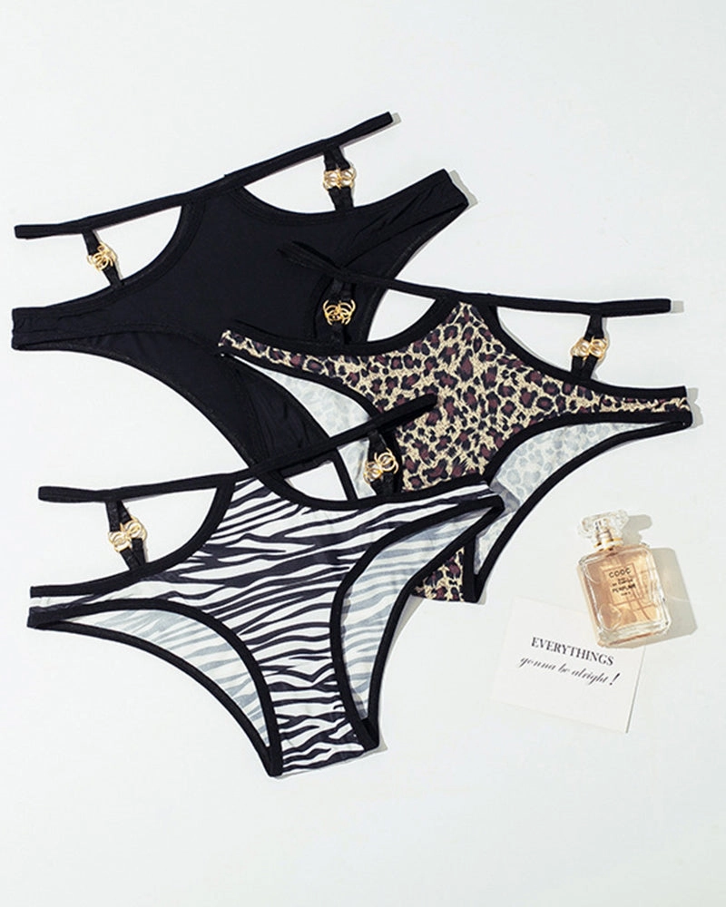 Animal Print Metal Button Panties