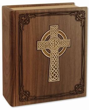 Bible Companion Cremation Urn with Celtic Cross Inlay