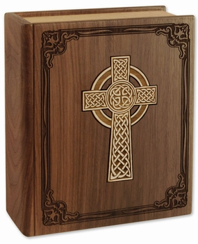 Bible Cremation Urn with Celtic Cross Inlay