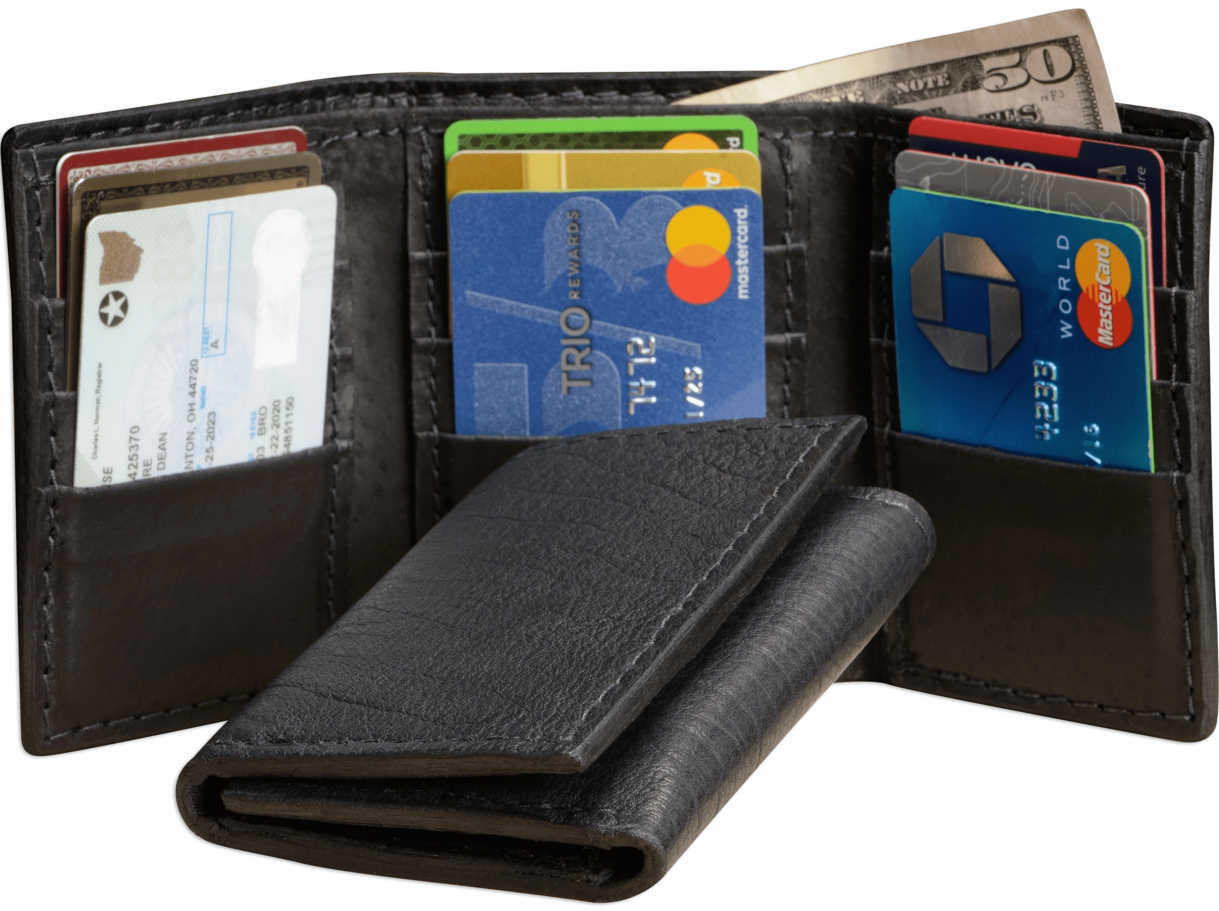 Black American Bison Trifold Wallet