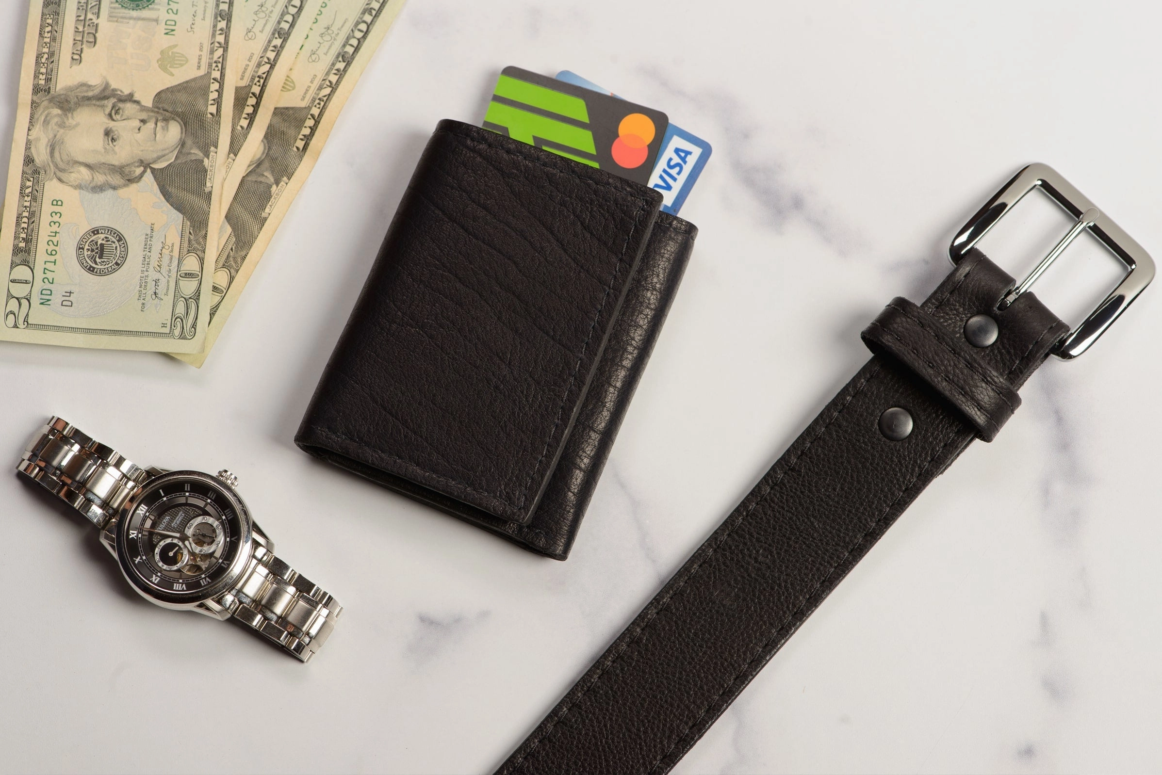Black American Bison Trifold Wallet