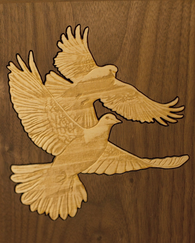 Book Wood Inlay Companion Urn with Doves