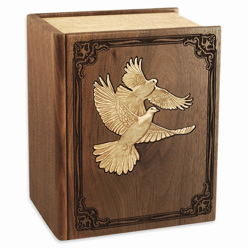 Book Wood Inlay Companion Urn with Doves