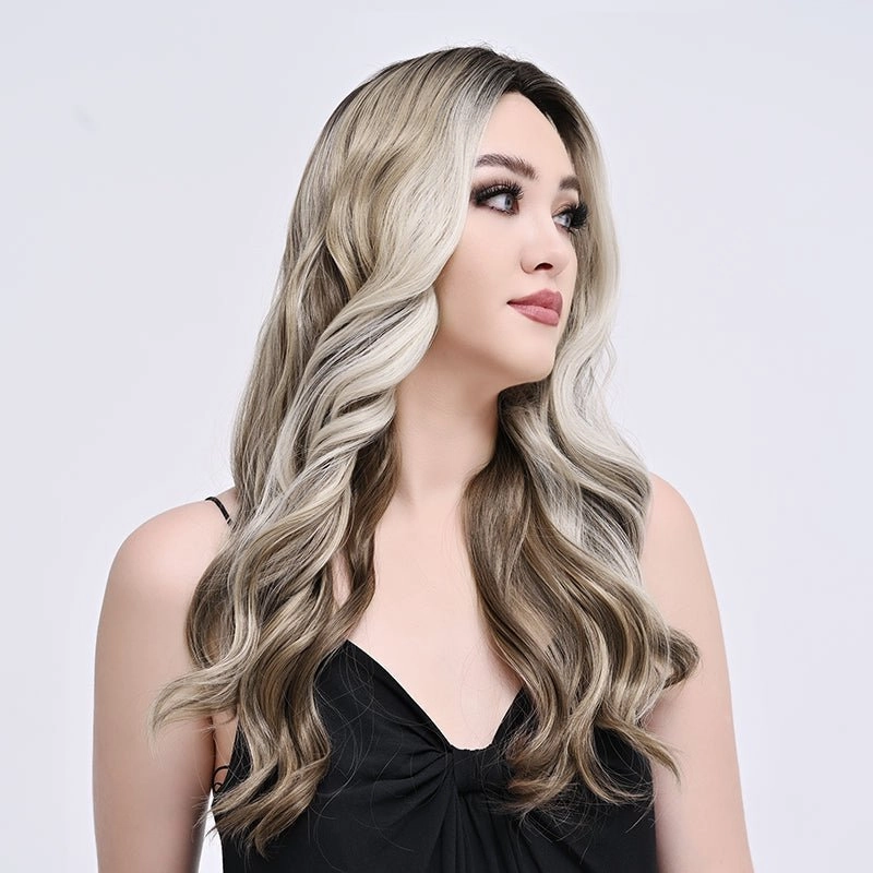 Brenda Collection-Stella 26 inches Highlight ash blonde body wave T part lace front wigs