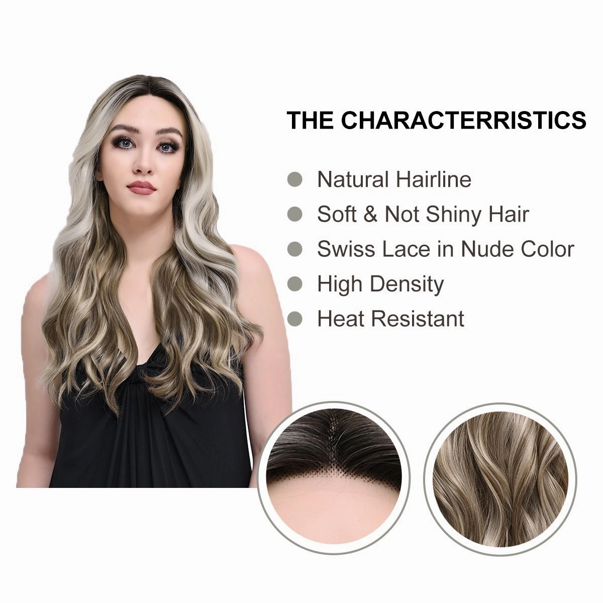 Brenda Collection-Stella 26 inches Highlight ash blonde body wave T part lace front wigs