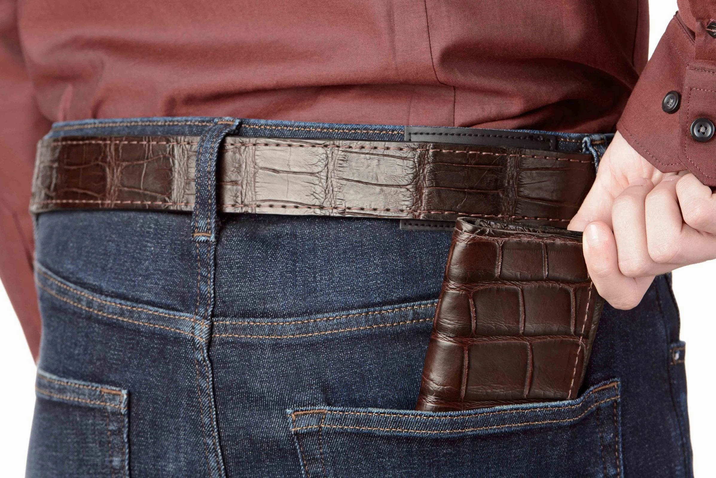 Brown Alligator Trifold Wallet