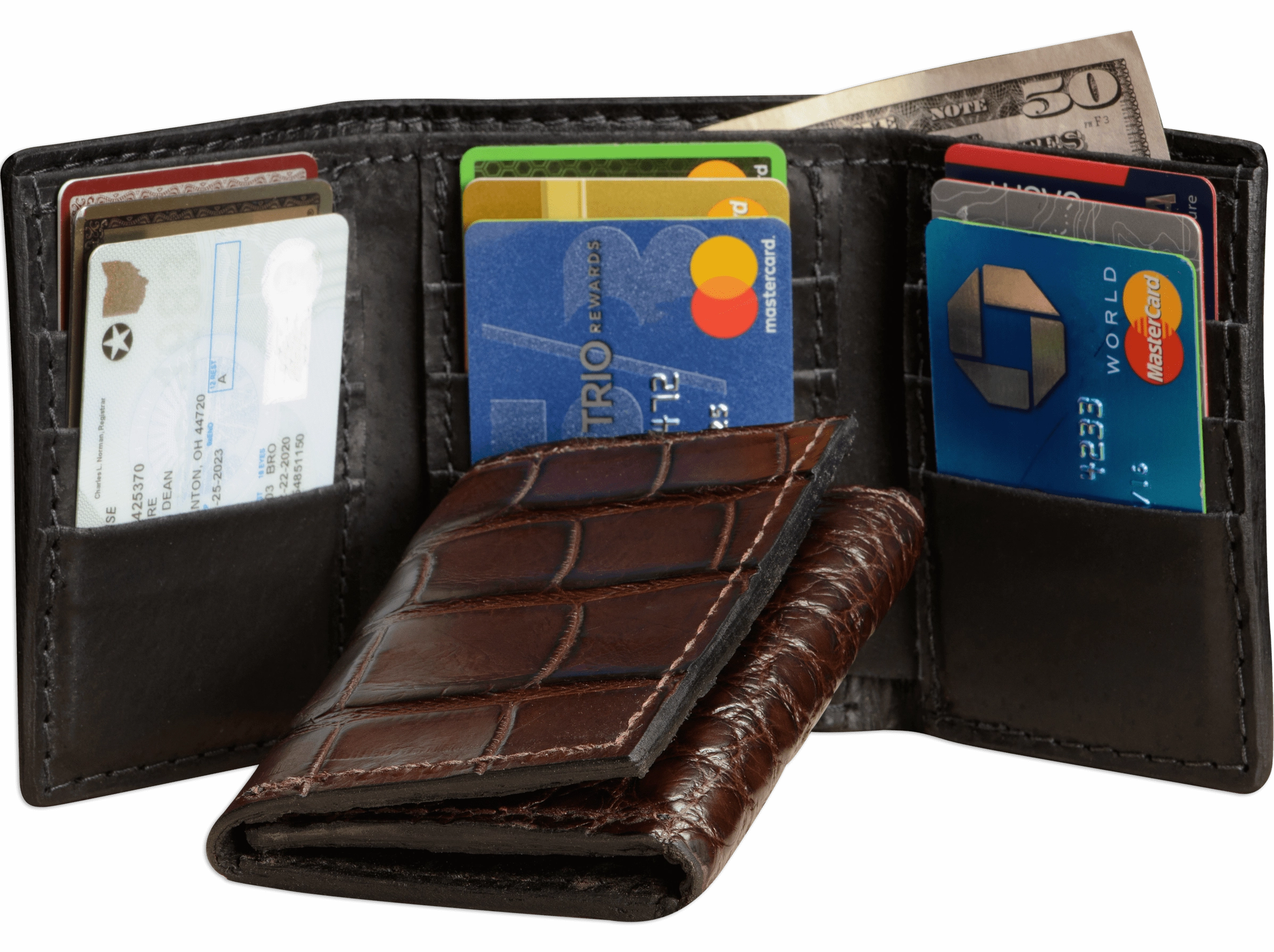 Brown Alligator Trifold Wallet