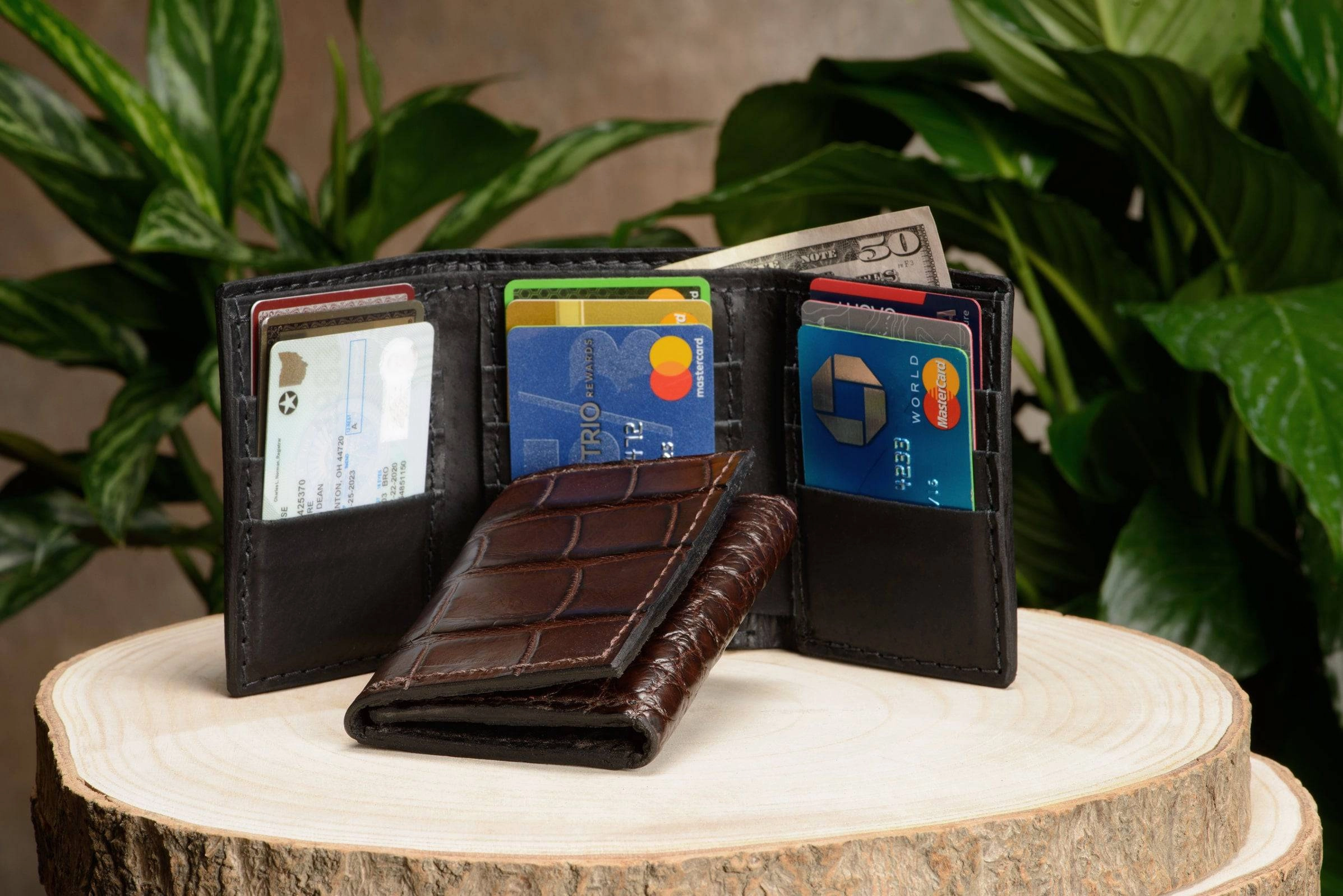 Brown Alligator Trifold Wallet