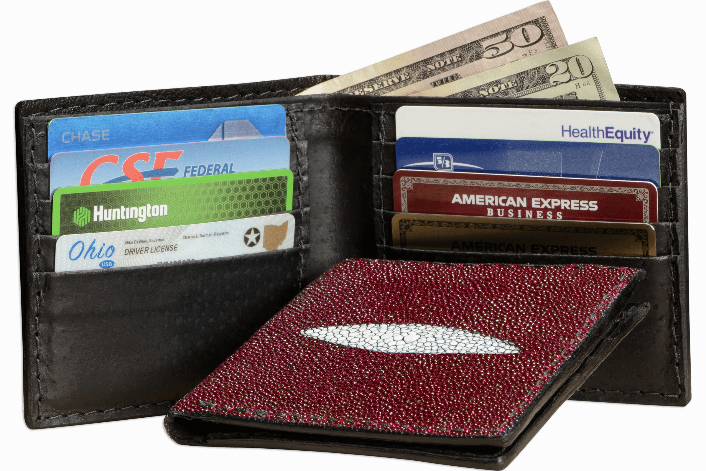 Burgundy Stingray Bifold Wallet