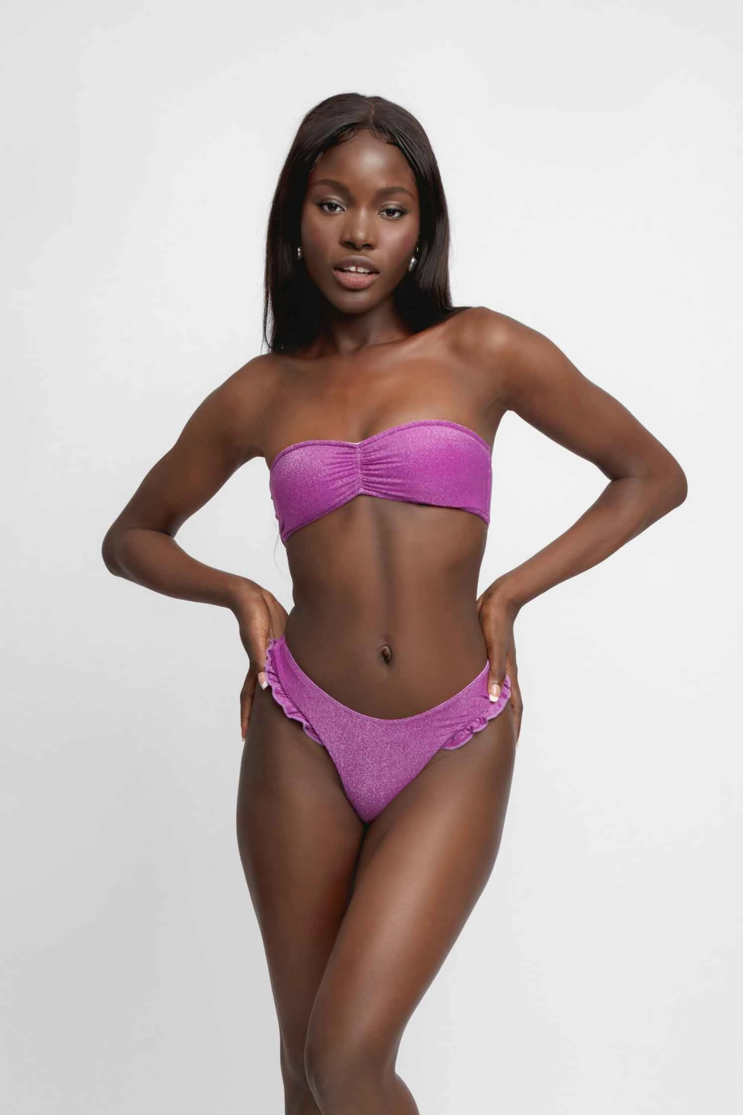 Candice Ruffled Cheeky Bottoms / Hollyhock Shimmer FINAL SALE
