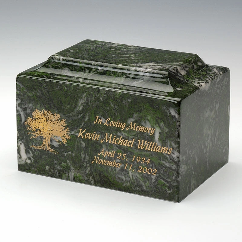Classic Cultured Marble Urn in Verde