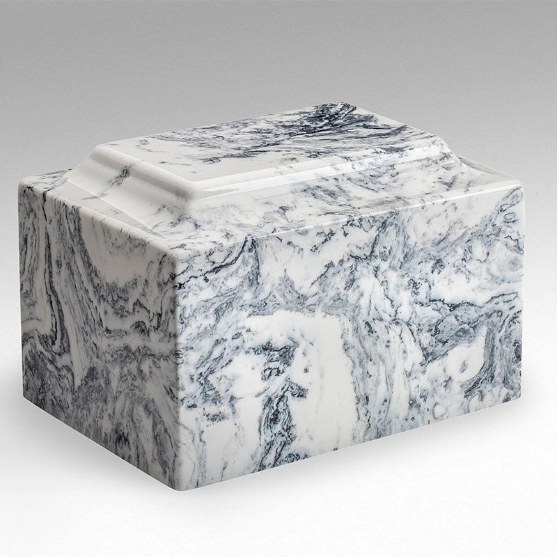 Classic Cultured Marble Urn in White Black