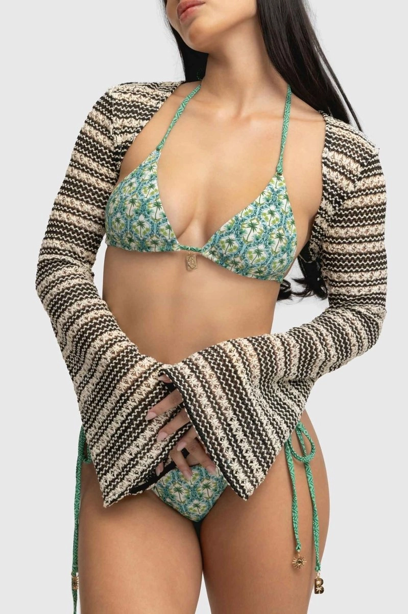 Corinne Knit Shrug / Black and Cream FINAL SALE