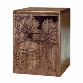 Covered Bridge Wooden Cremation Urn