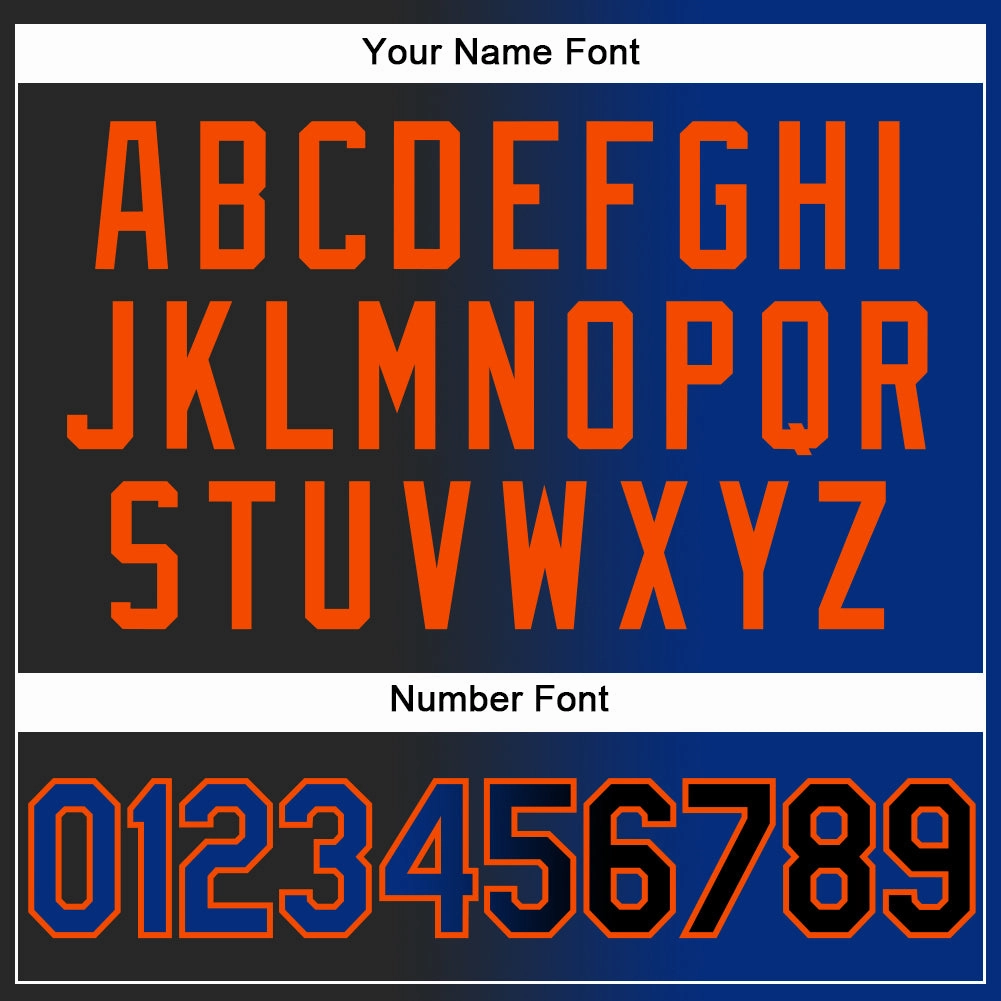 Custom Black Royal-Orange Authentic Gradient Fashion Baseball Jersey