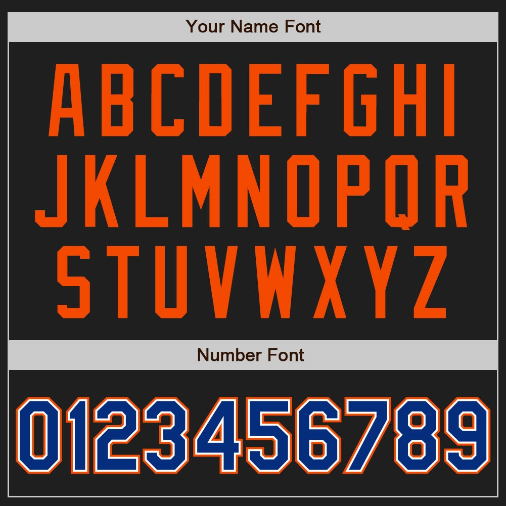 Custom Black Royal-Orange Authentic Two Tone Baseball Jersey