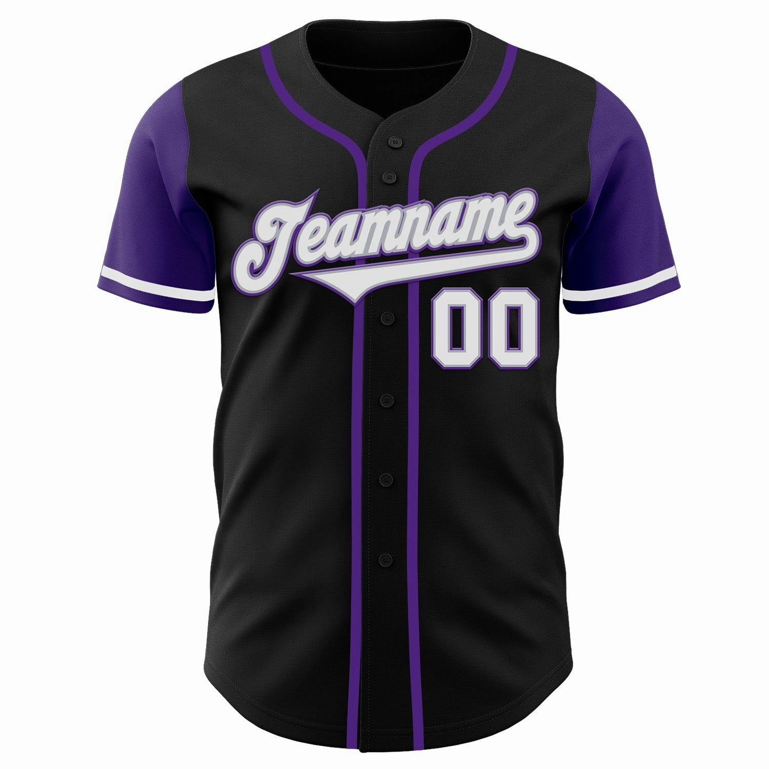 Custom Black White-Purple Authentic Two Tone Baseball Jersey