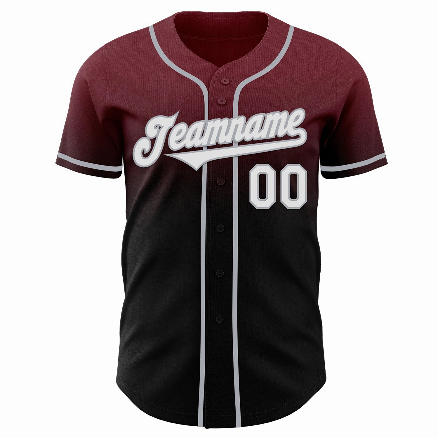 Custom Burgundy Black-Gray Authentic Fade Fashion Baseball Jersey