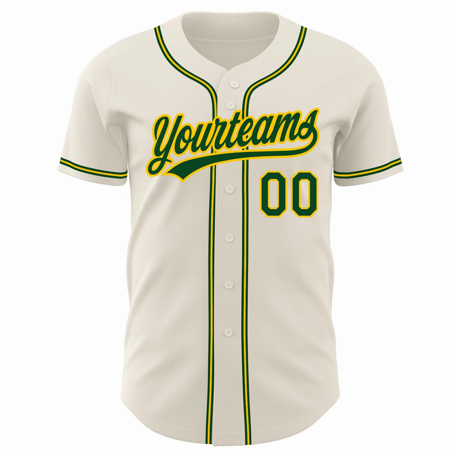 Custom Cream Green-Gold Authentic Baseball Jersey