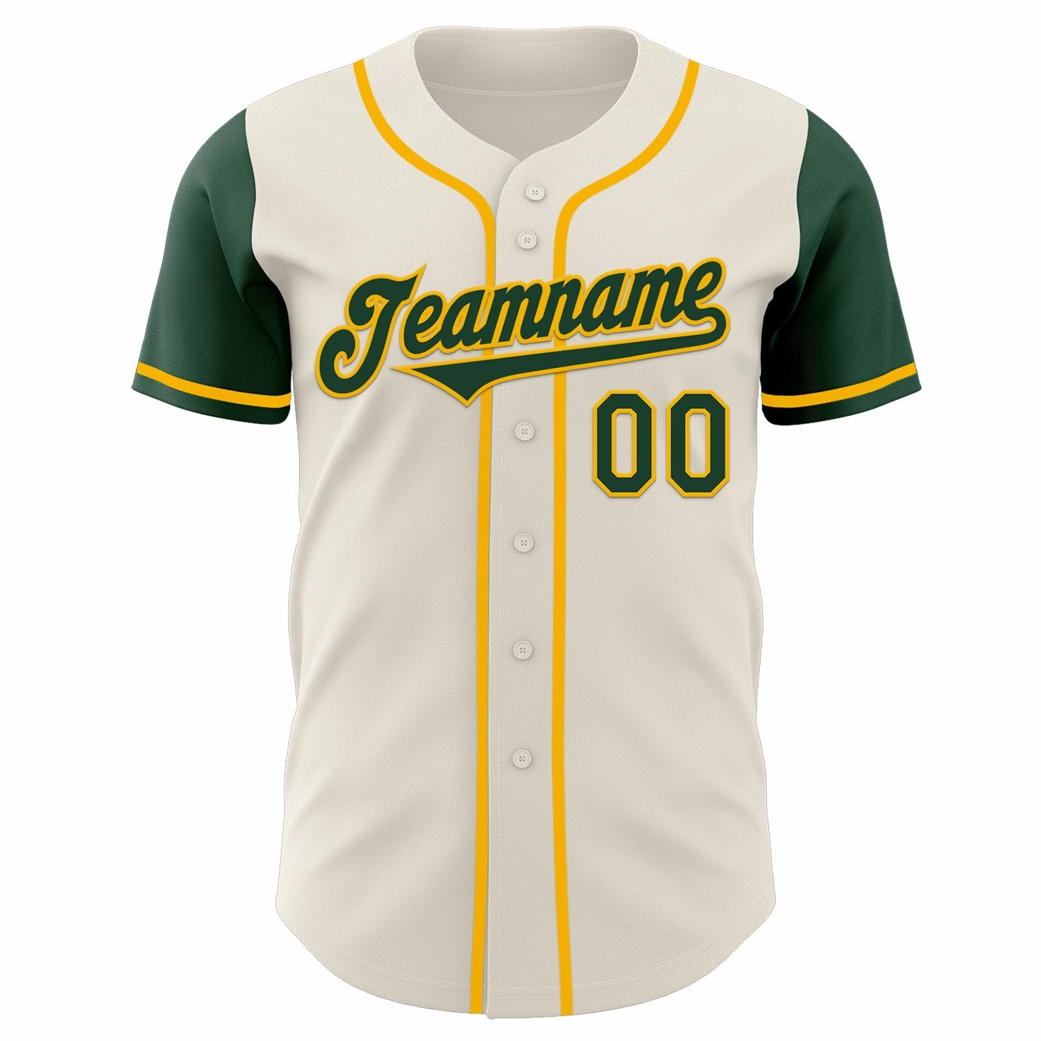 Custom Cream Green-Gold Authentic Two Tone Baseball Jersey