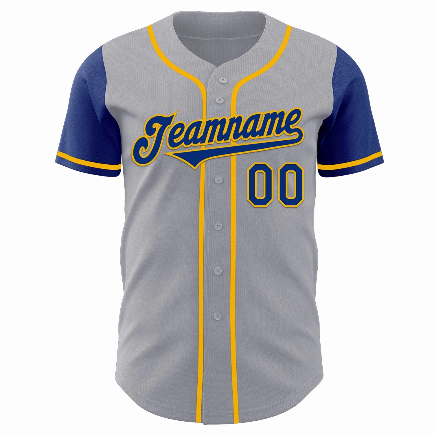 Custom Gray Royal-Gold Authentic Two Tone Baseball Jersey