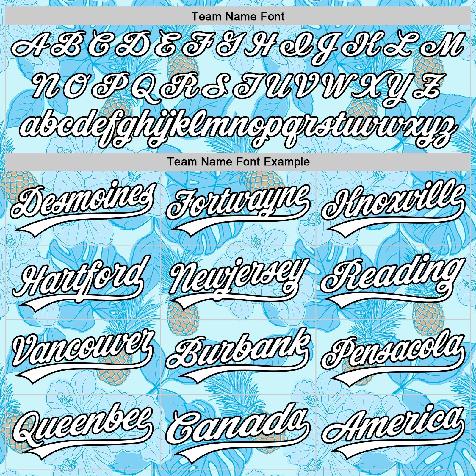 Custom Ice Blue White-Black 3D Hawaii Tropical Palm Leaves And Fruit Pineapple Authentic Baseball Jersey