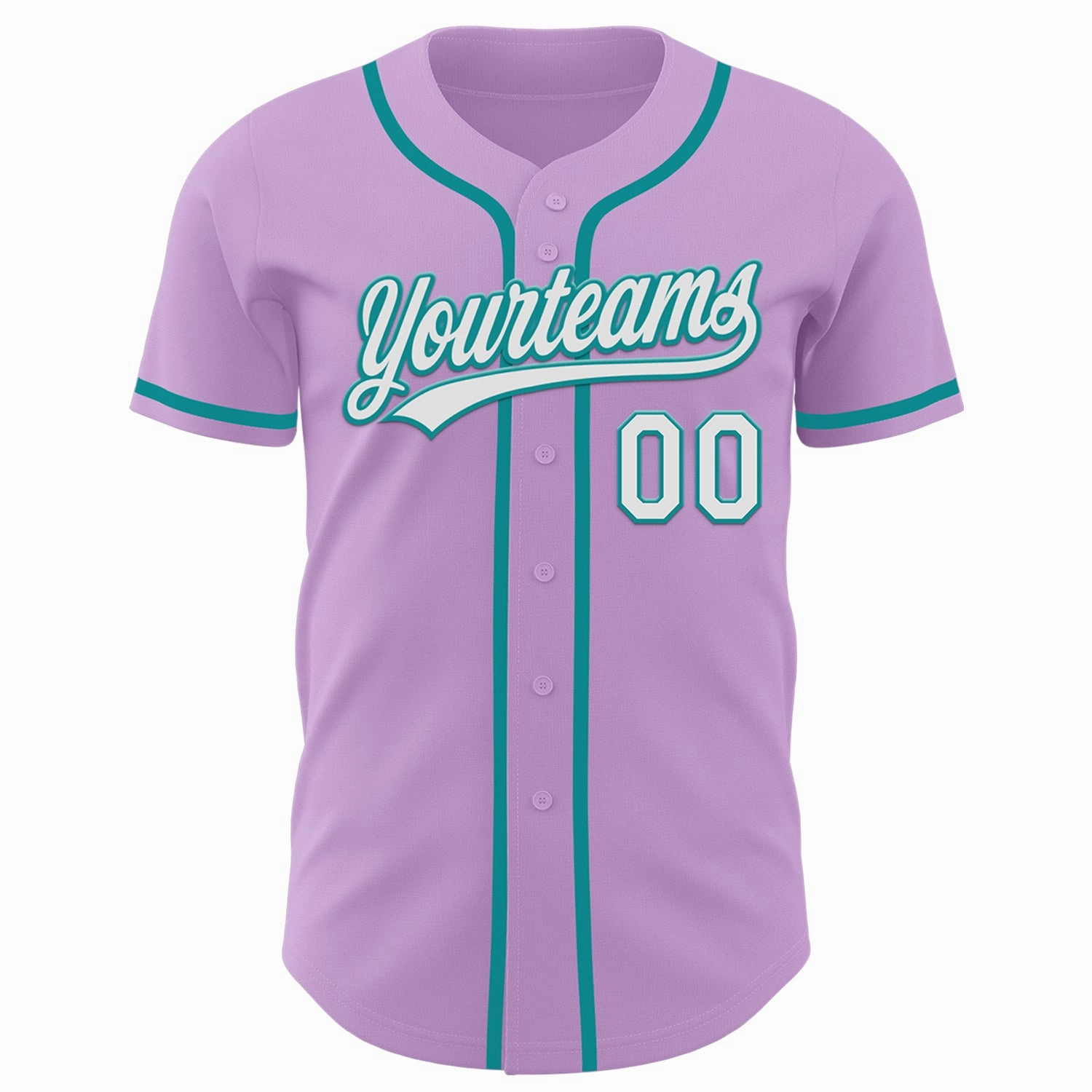 Custom Light Purple White-Teal Authentic Baseball Jersey