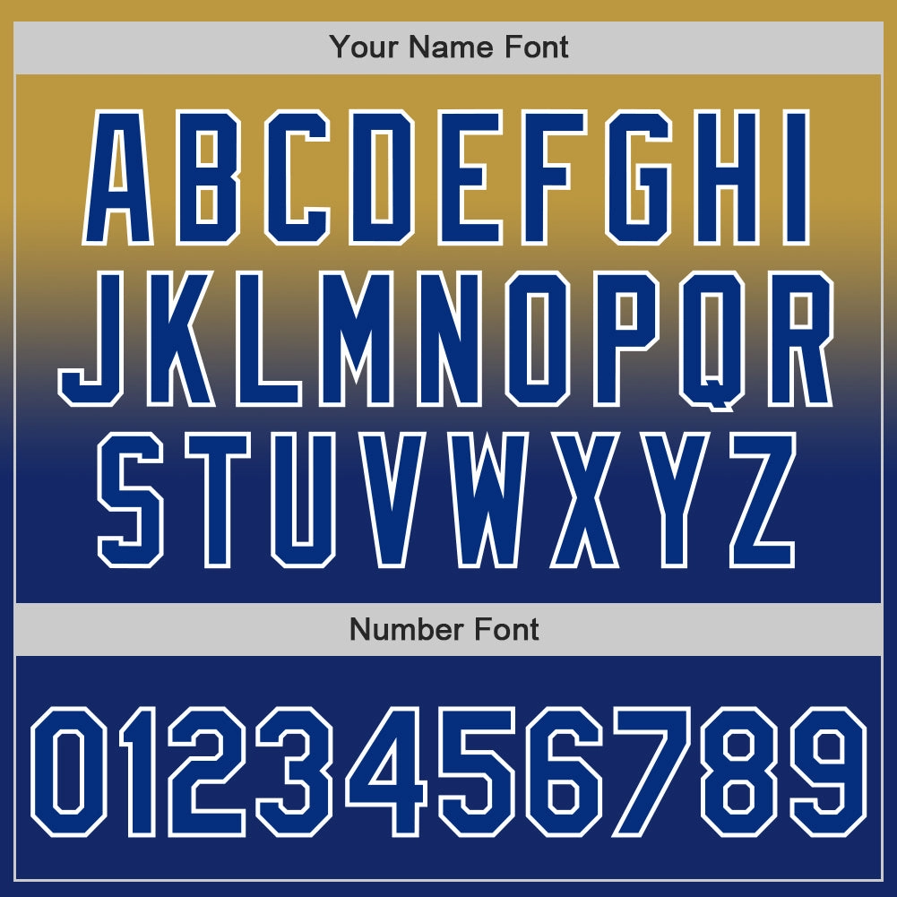 Custom Old Gold Royal-White Authentic Fade Fashion Baseball Jersey