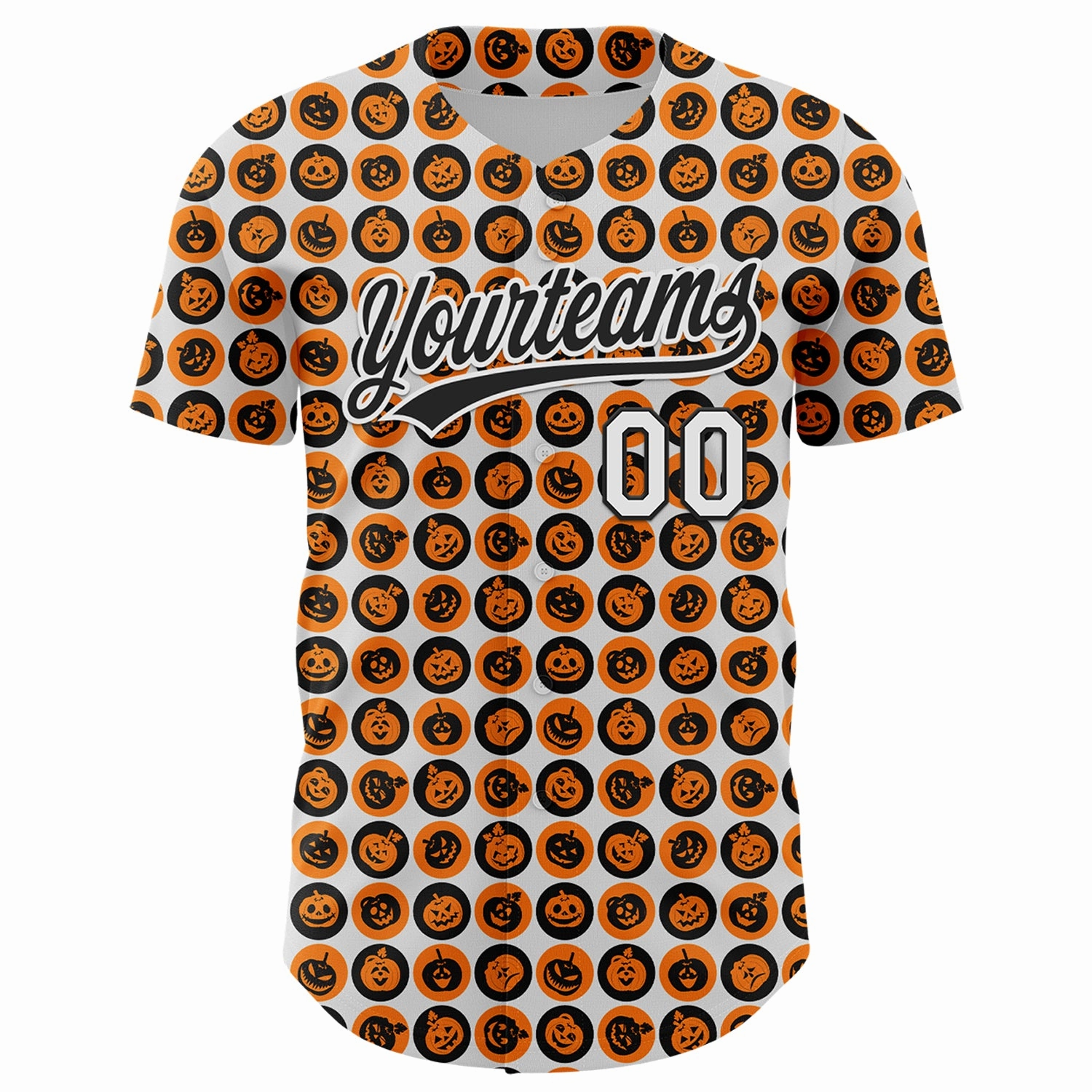 Custom White Orange-Black 3D Halloween Authentic Baseball Jersey