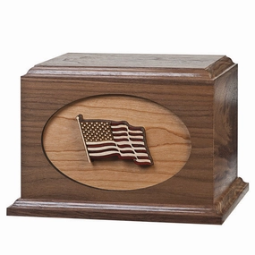 Dimension American Flag Wood Urn