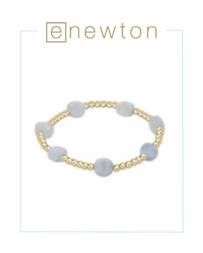 E Newton Admire Gold 3mm Bead Bracelet - Aquamarine