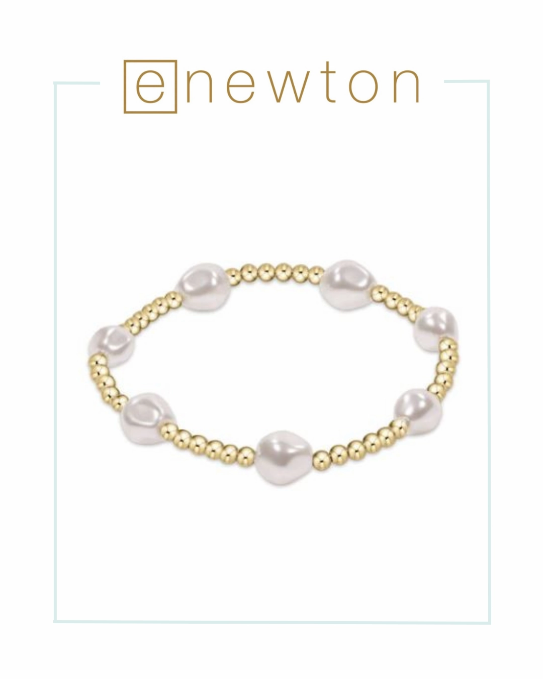 E Newton Admire Gold 3mm Bead Bracelet - Pearl