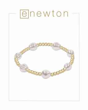E Newton Admire Gold 3mm Bead Bracelet - Pearl