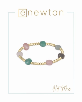 E Newton Admire Gold Pattern 3mm Bead Bracelet - Gemstones