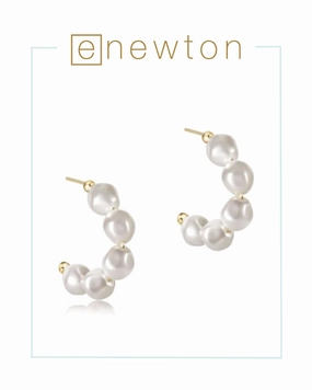 E Newton Beaded 1" Post Hoop - Admire Pearl