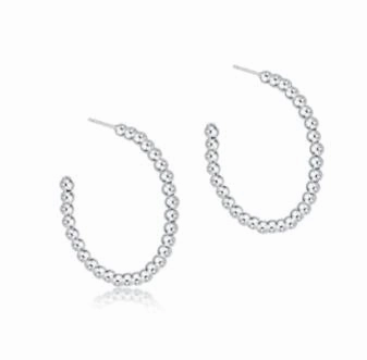 E Newton Beaded Classic 1.25" Post Hoop - 3mm Sterling