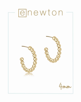 E Newton Beaded Classic 1.25" Post Hoop - Gold