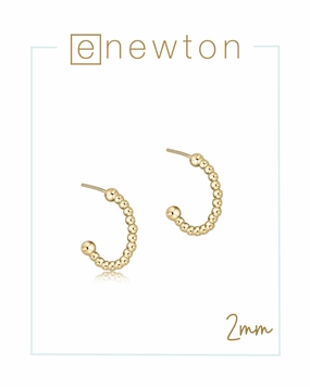 E Newton Beaded Classic 1" Post Hoop - Gold