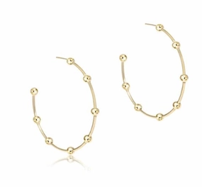 E Newton Beaded Simplicity 1.5" Post Hoop - 4mm Gold