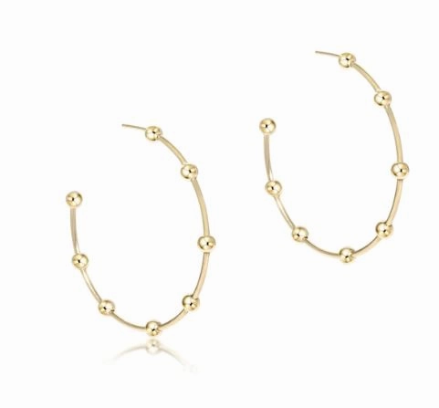 E Newton Beaded Simplicity 1.5" Post Hoop - 4mm Gold