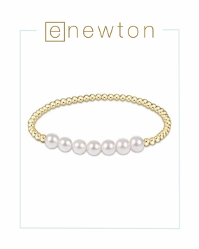 E Newton Classic Gold Beaded Bliss 3mm Bead Bracelet - 6mm Pearl