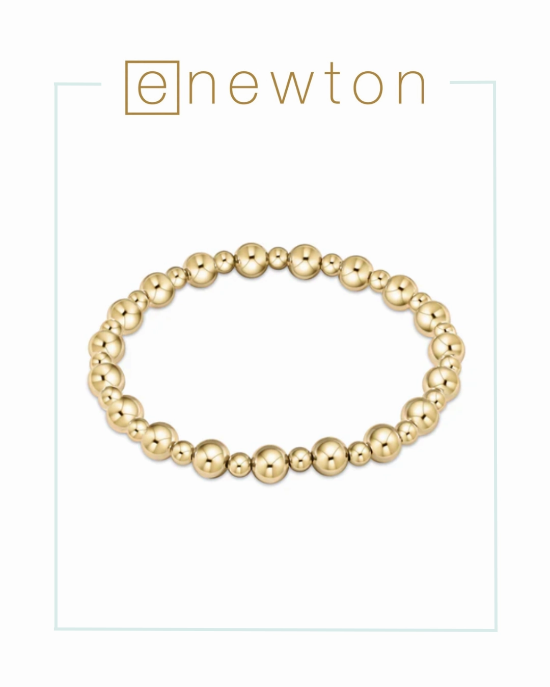 E Newton Classic Grateful Pattern 6mm Bead Bracelet - Gold