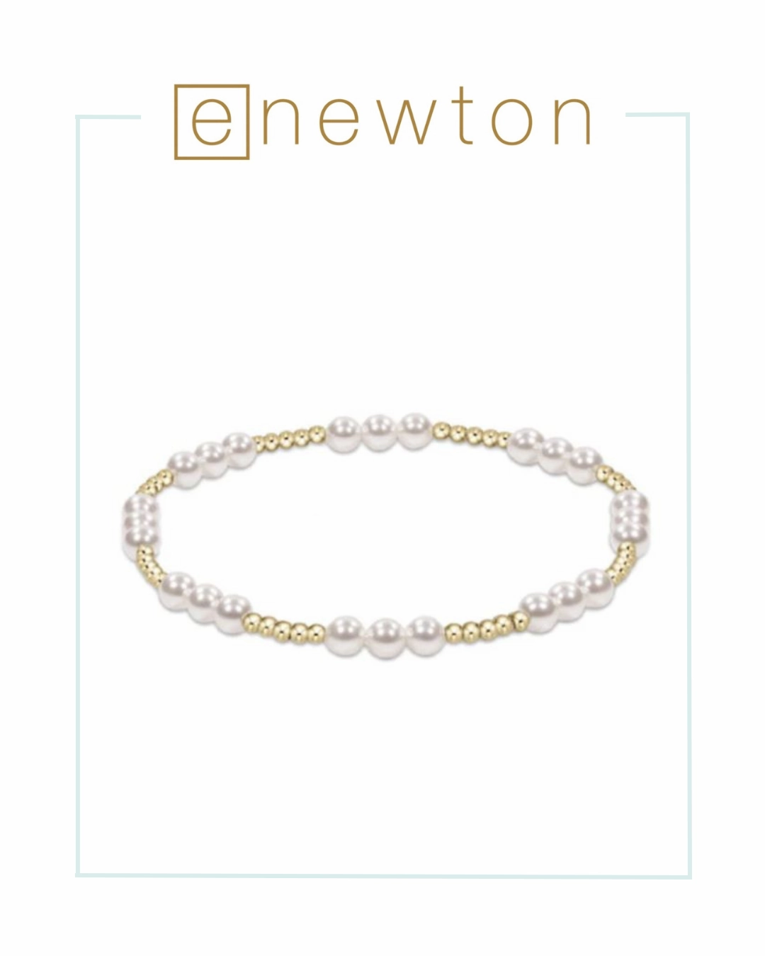 E Newton Classic Joy Pattern 4mm Bead Bracelet - Pearl